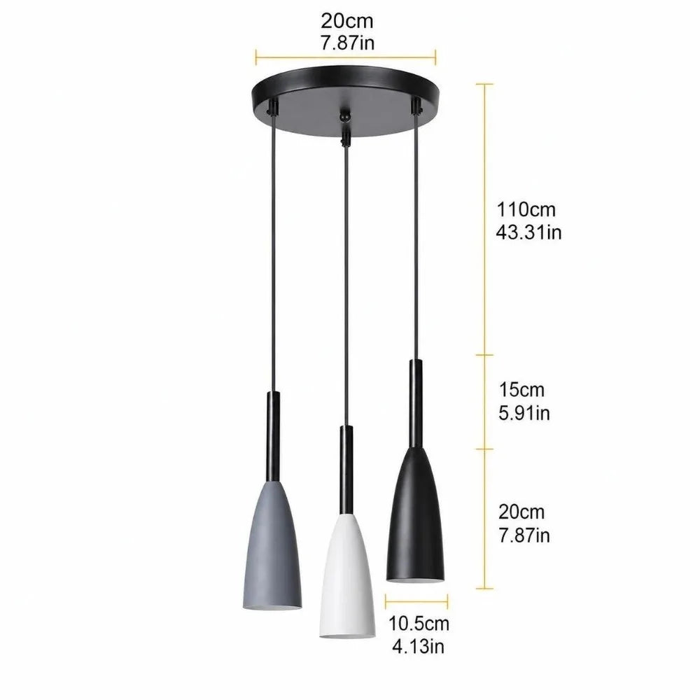 3-Light Industrial Pendant Chandelier E26 | Adjustable Cord