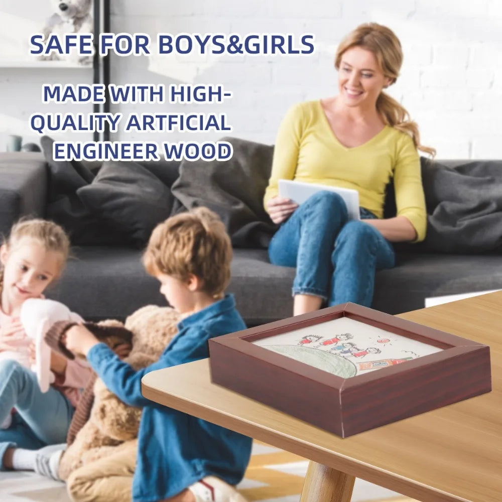 Wooden Kids Art Frame – Rotatable Changeable Photo Display