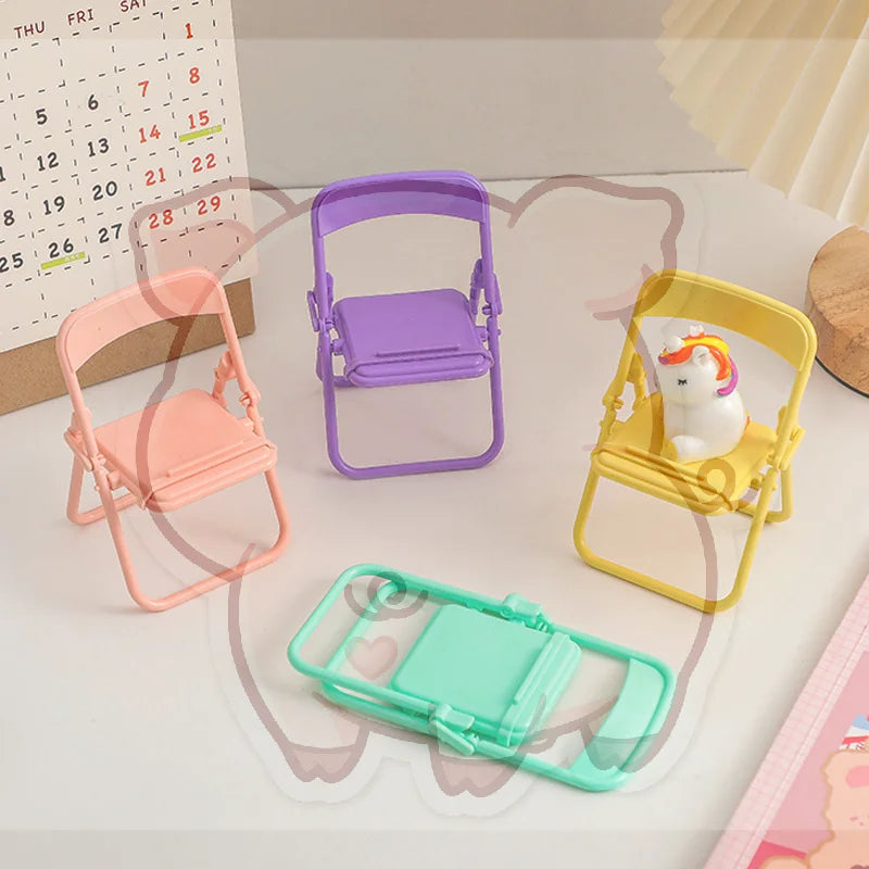 Mini Chair Phone Stand – Cute Colorful Folding Desktop Holder