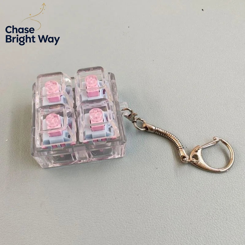 Mini Keyboard Fidget Keychain – Crystal Keycap Sensory Toy