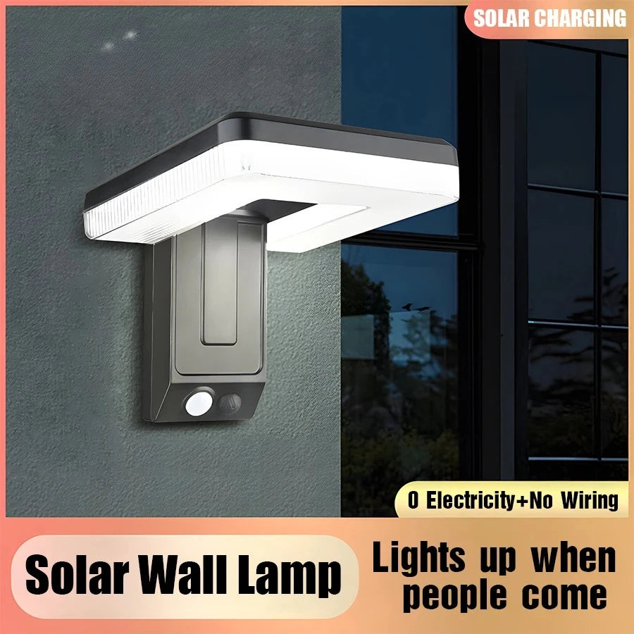 Solar LED Wall Light 120° Foldable Motion Sensor – IP65 Outdoor