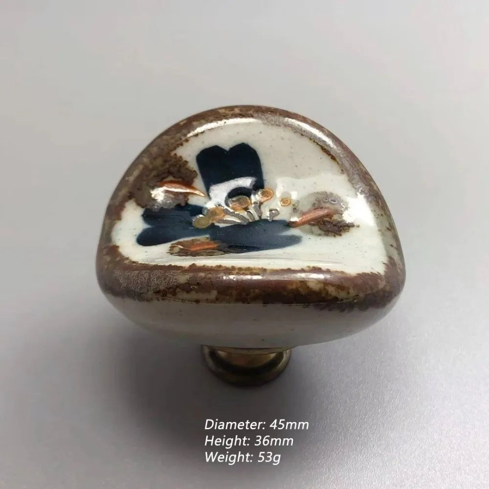 Vintage Ceramic Drawer Pulls – Single Hole Painted Cabinet Knobs