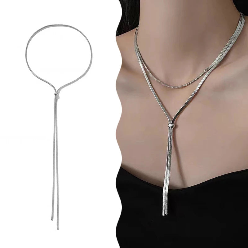 Long Snake Chain Tassel Necklace – Hip Hop Sweater Chain