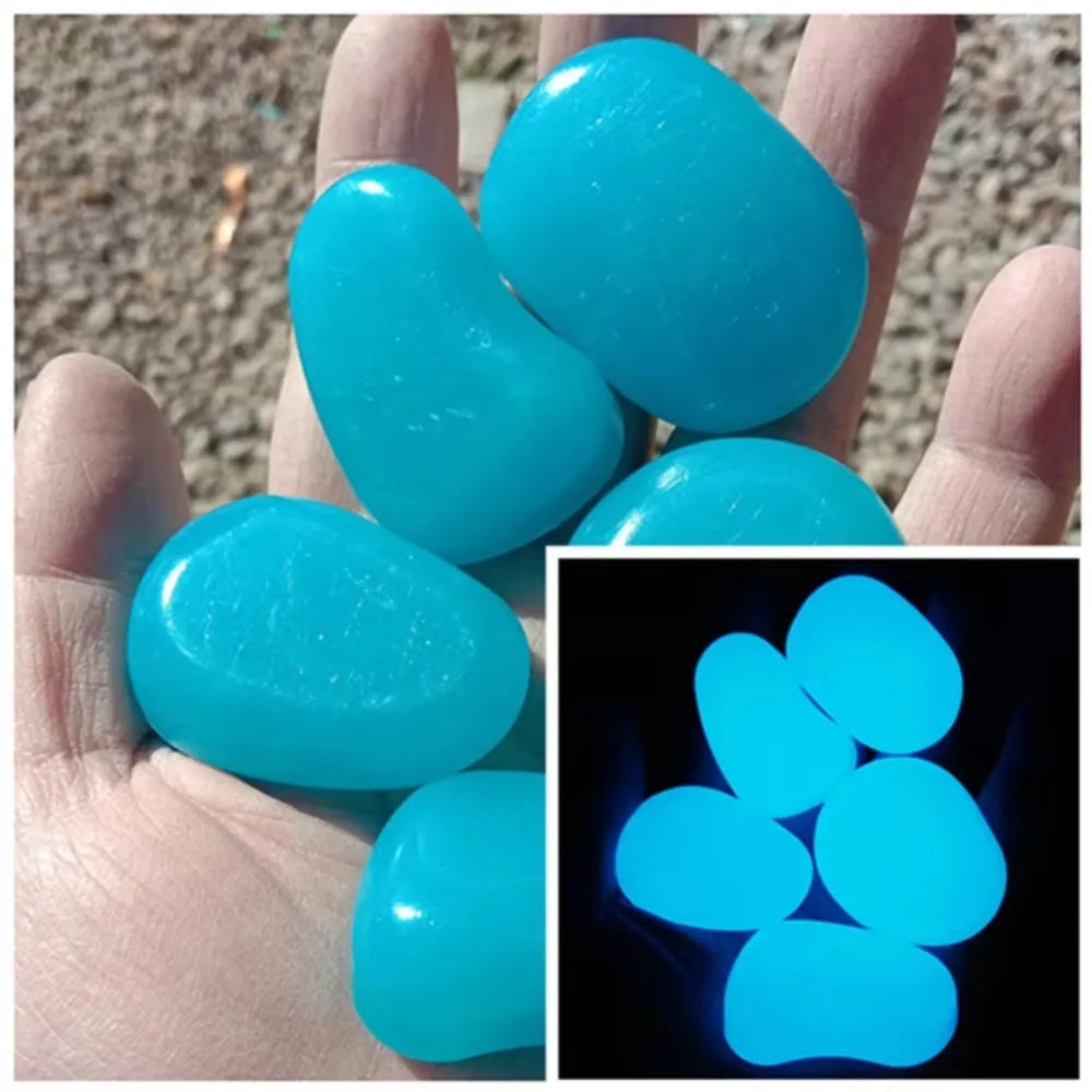 Glow in the Dark Garden Pebbles – 10 Resin Luminous Stones