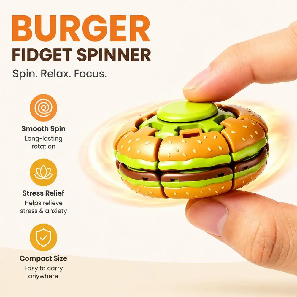 Hamburger Fidget Spinner Ball – Press & Spin Gyro Desk Toy
