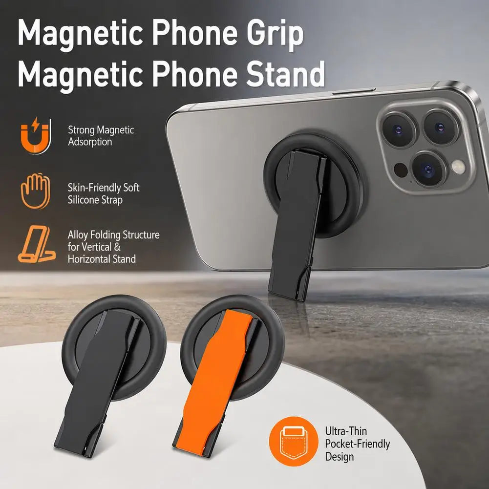 MagSafe Magnetic Phone Grip Ring – Foldable Stand & Wristband