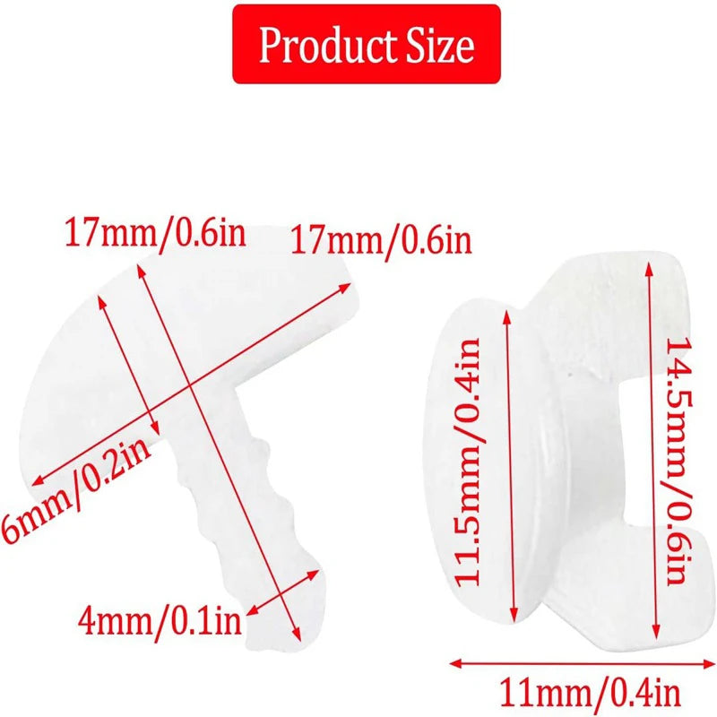 20-Pack White Plastic Curtain Track Stoppers & Drapery Gliders