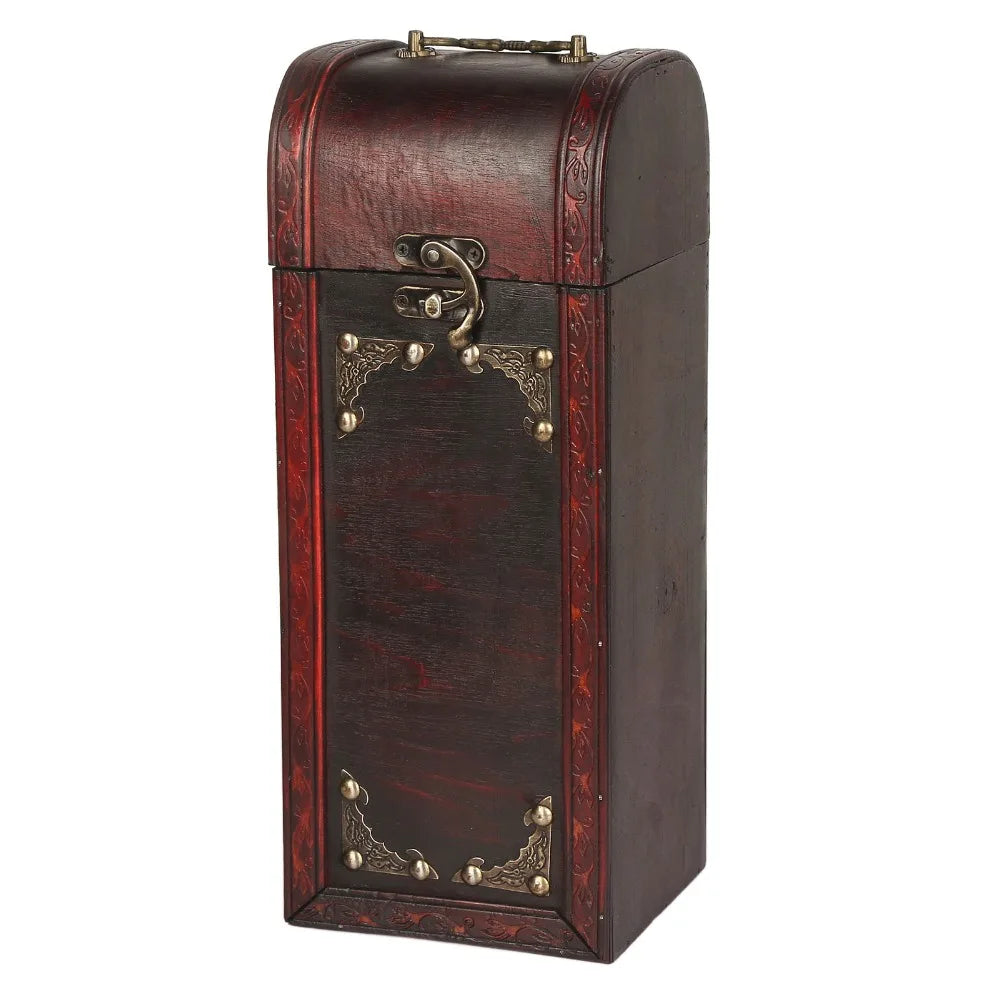 Wooden Wine Gift Box – Single Bottle Case with Lid & Handle
