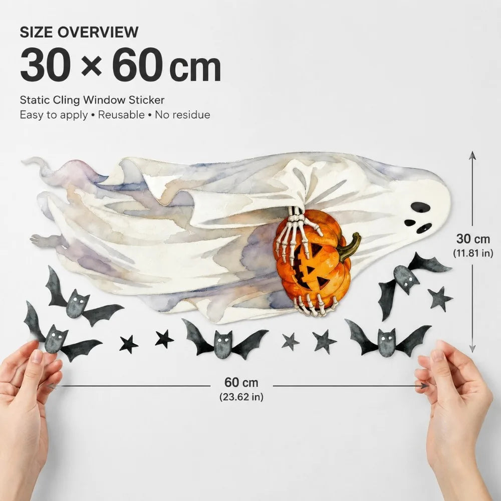 Halloween Wall Stickers – Pumpkin, Bat, Ghost PVC Decals