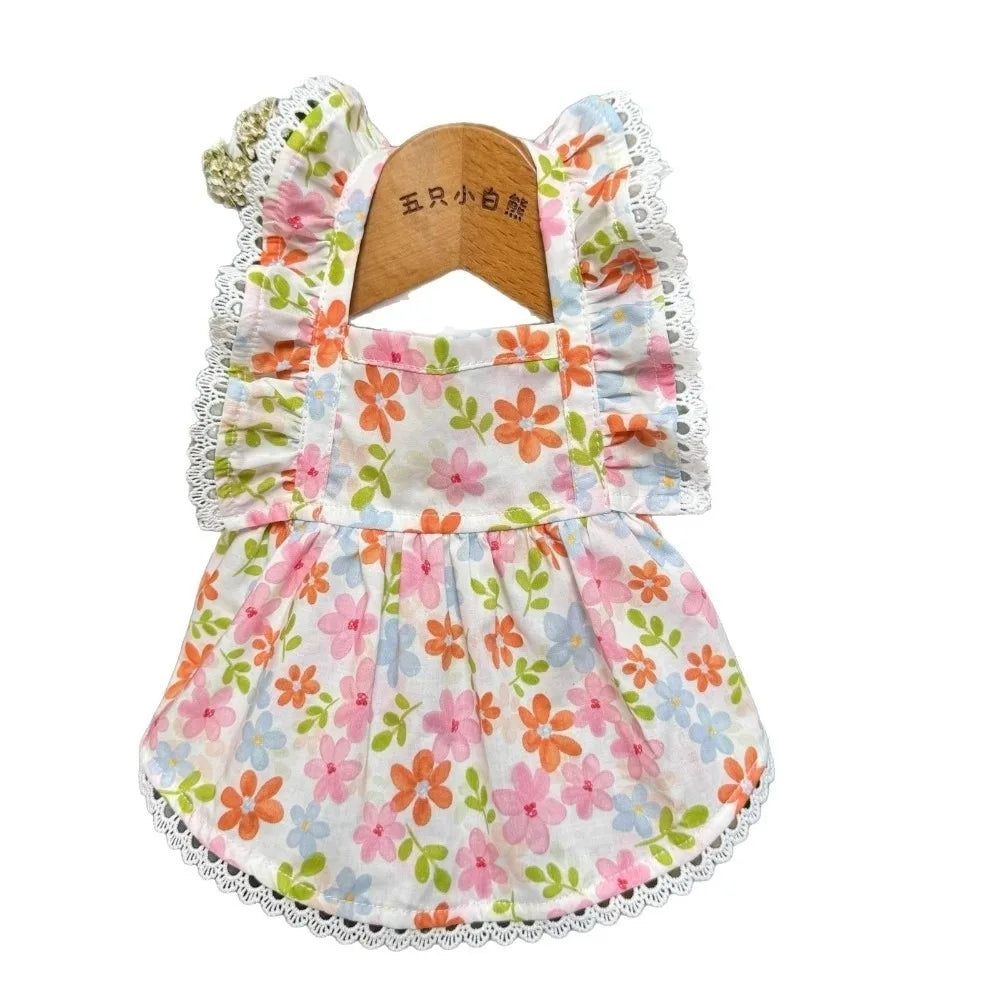 Floral Print Summer Dog Dress – Princess Skirt for Small Dogs