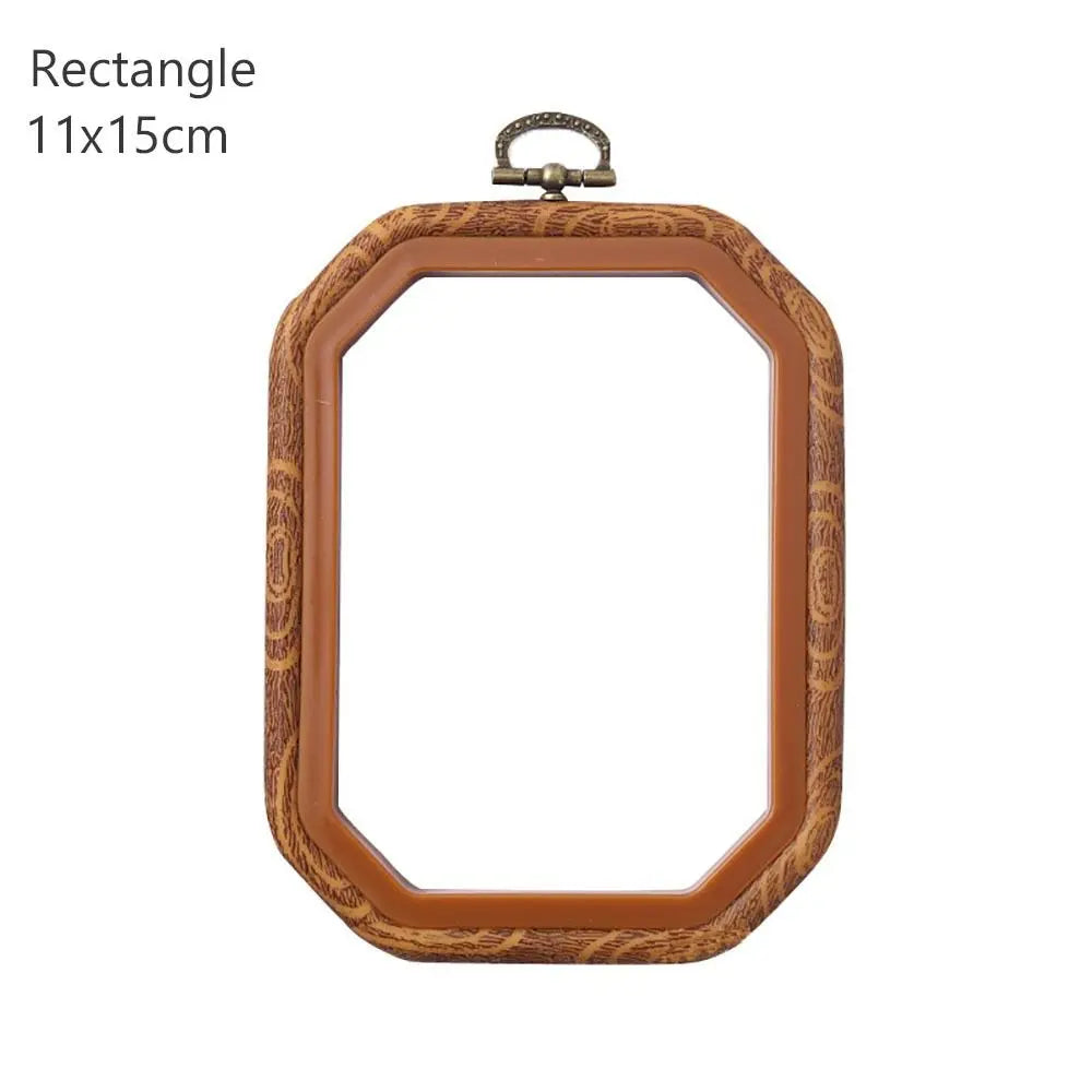 Wood Grain Plastic Embroidery Hoop – Multi-Shape DIY Frame