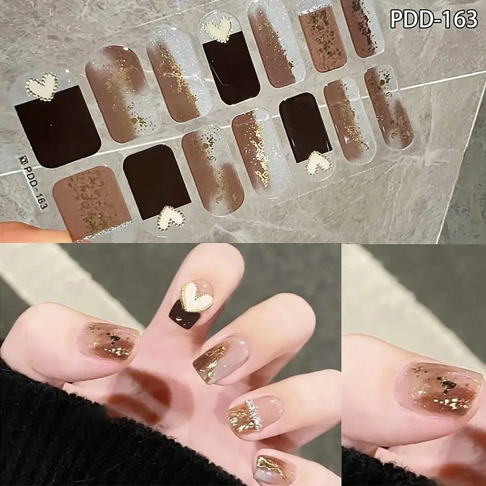 Semi-Cured Gel Nail Stickers | Floral Full Cover Nail Art Strips