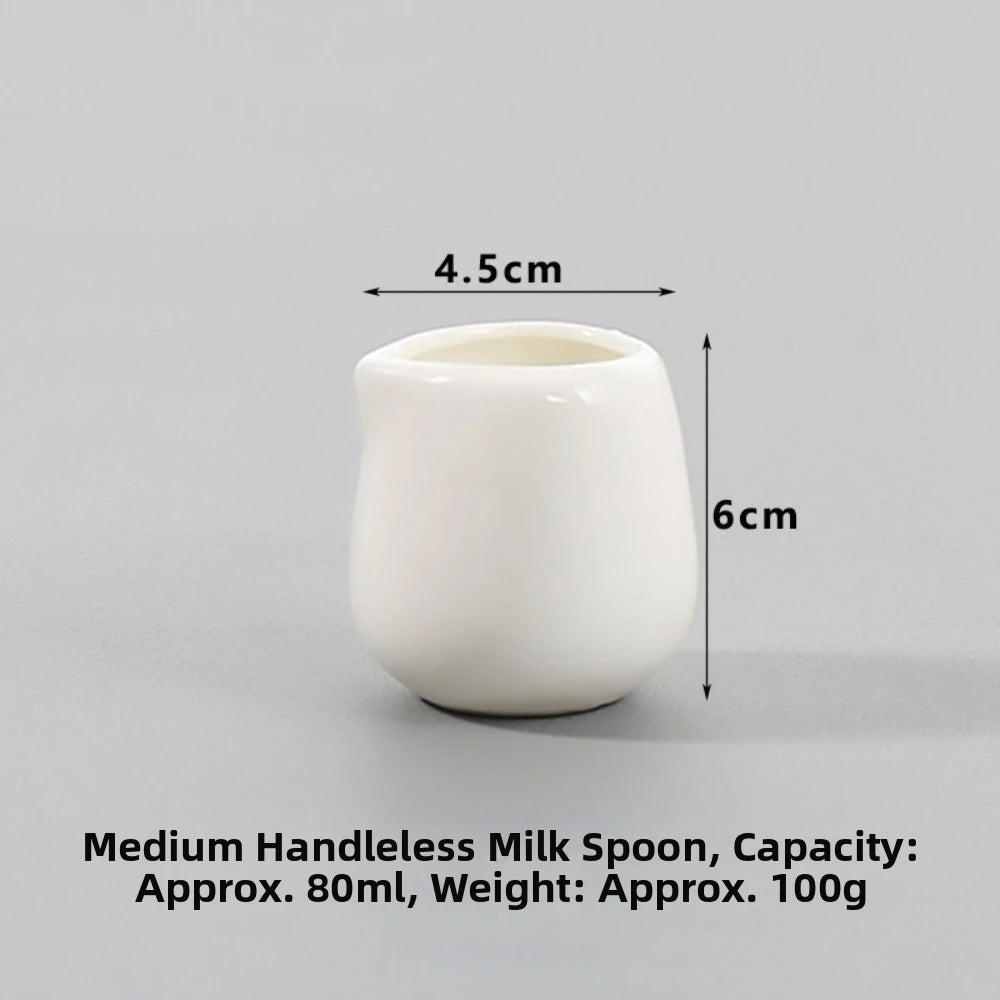 White Ceramic Creamer Pot – Mini Milk & Seasoning Jar