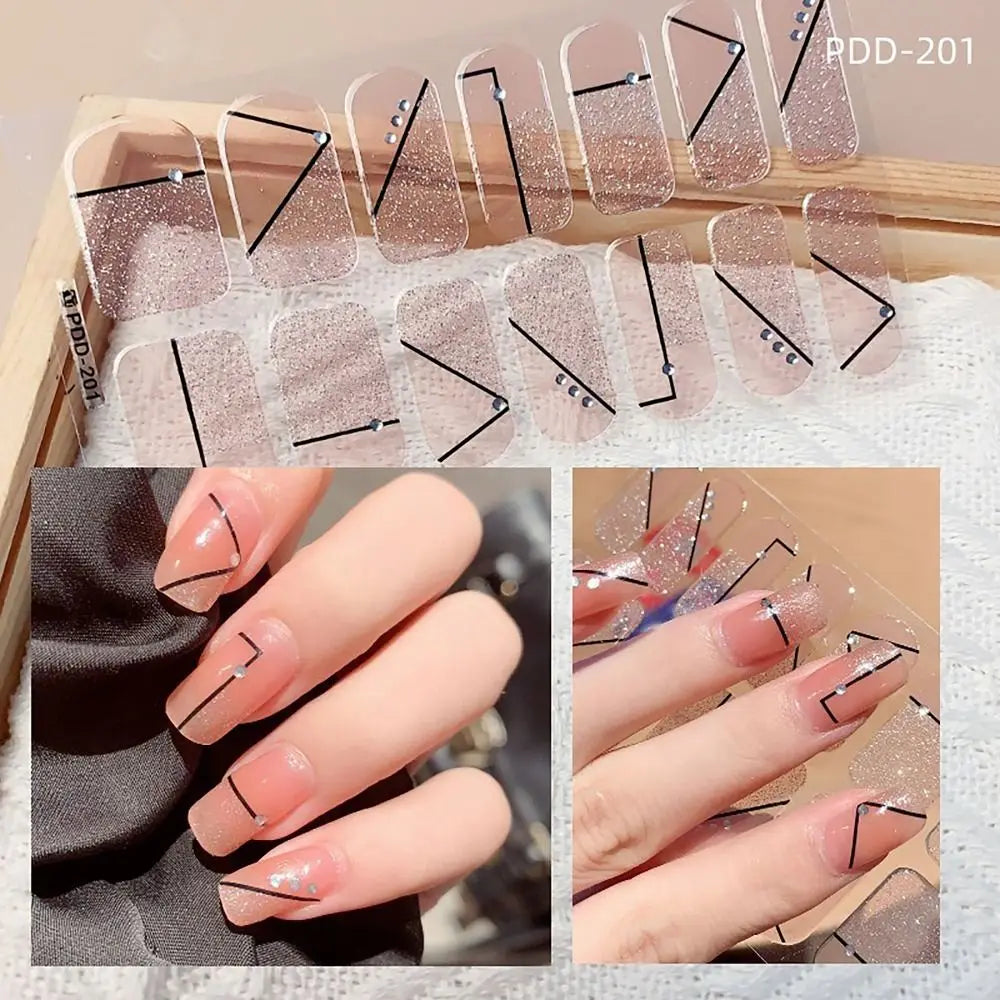 Semi-Cured Gel Nail Stickers – 14 Floral Full Cover Strips