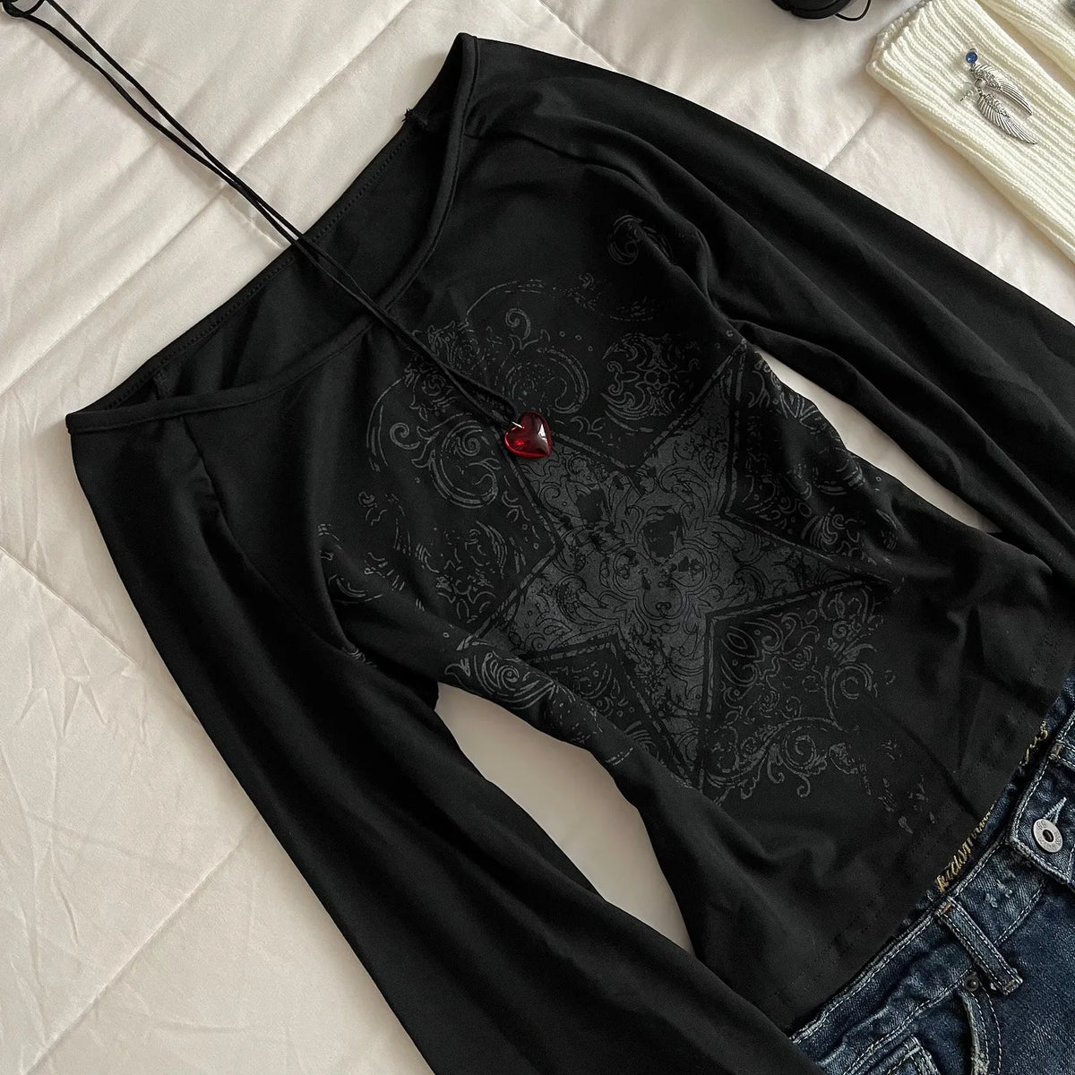 Y2K Grunge Emo Long Sleeve T-Shirt | Gothic Aesthetic Women's Top