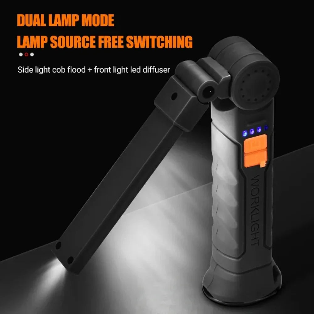 USB Rechargeable COB LED Work Light – 360° Magnetic Flashlight