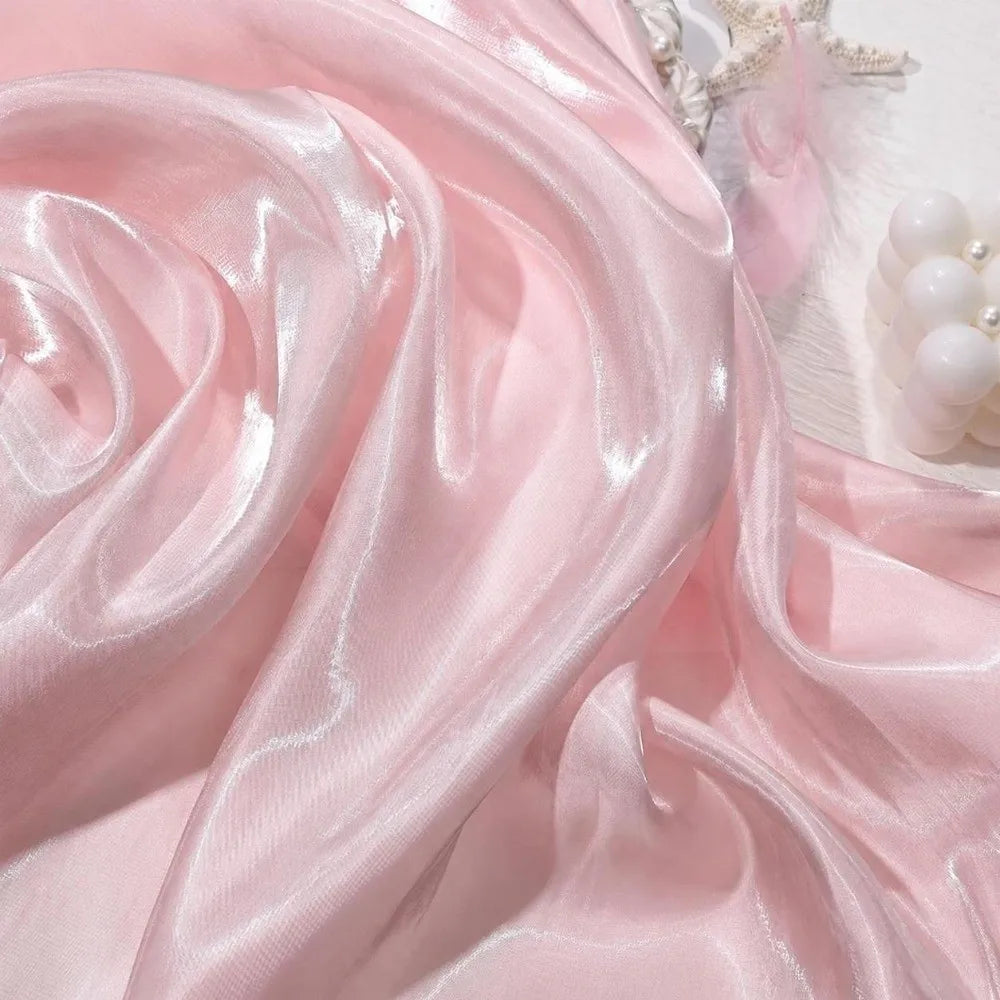 Reflective Liquid Satin Fabric – Metallic Water Gloss Texture