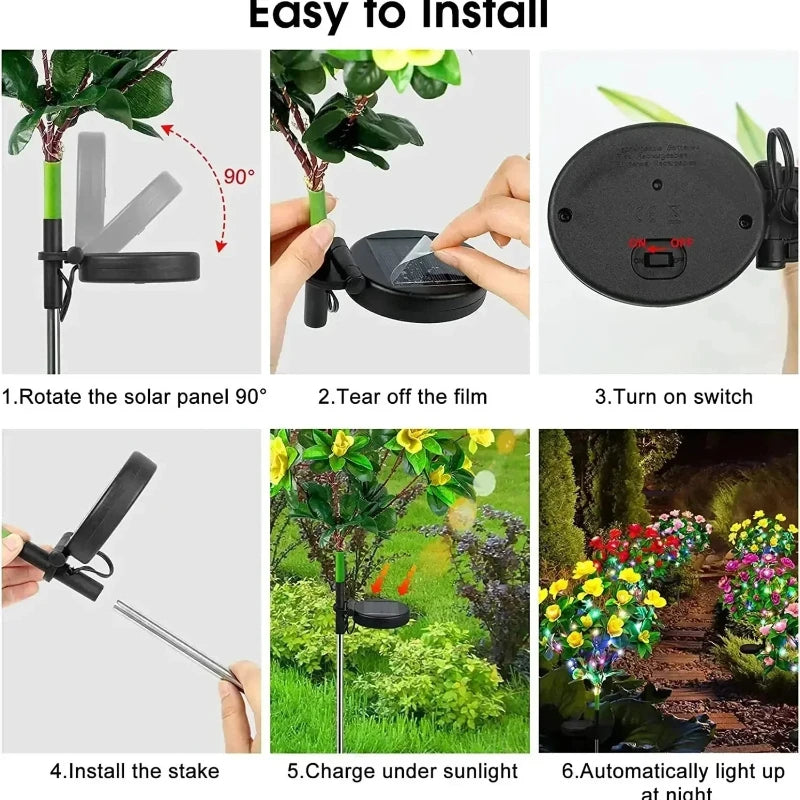 Solar LED Flower Garden Stake Lights – IP65 Waterproof Outdoor