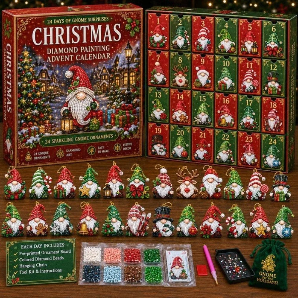 Christmas Gnome Advent Calendar – 24-Day Diamond Art Craft Set