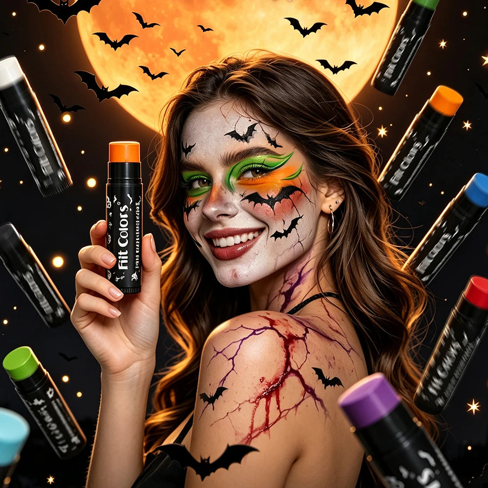 Halloween 14-Color Face & Body Paint Stick – Waterproof Matte