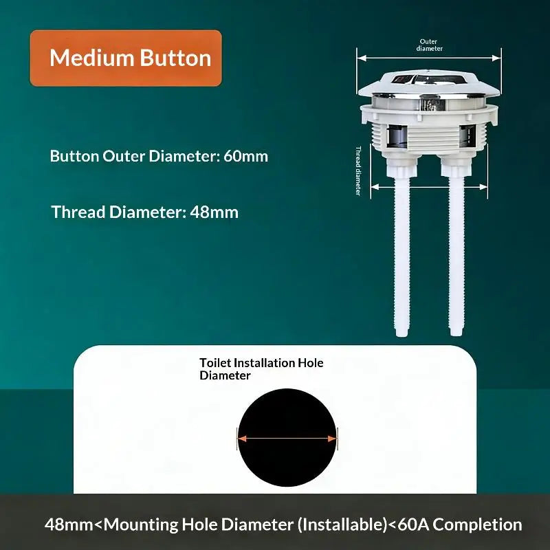 Universal Dual-Flush Toilet Push Button 38/48/58mm Tank Valve