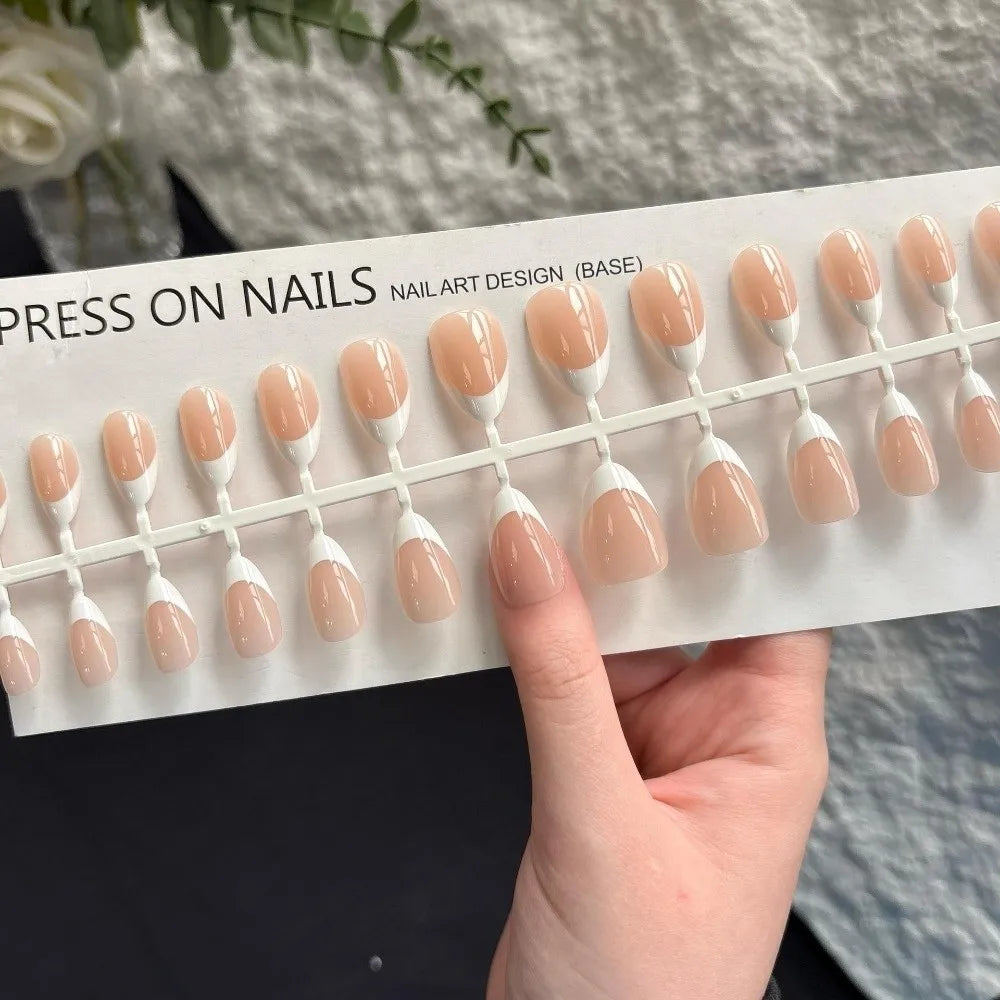 30-Piece Almond Press On Nails – Matte Nude & Glossy Finish