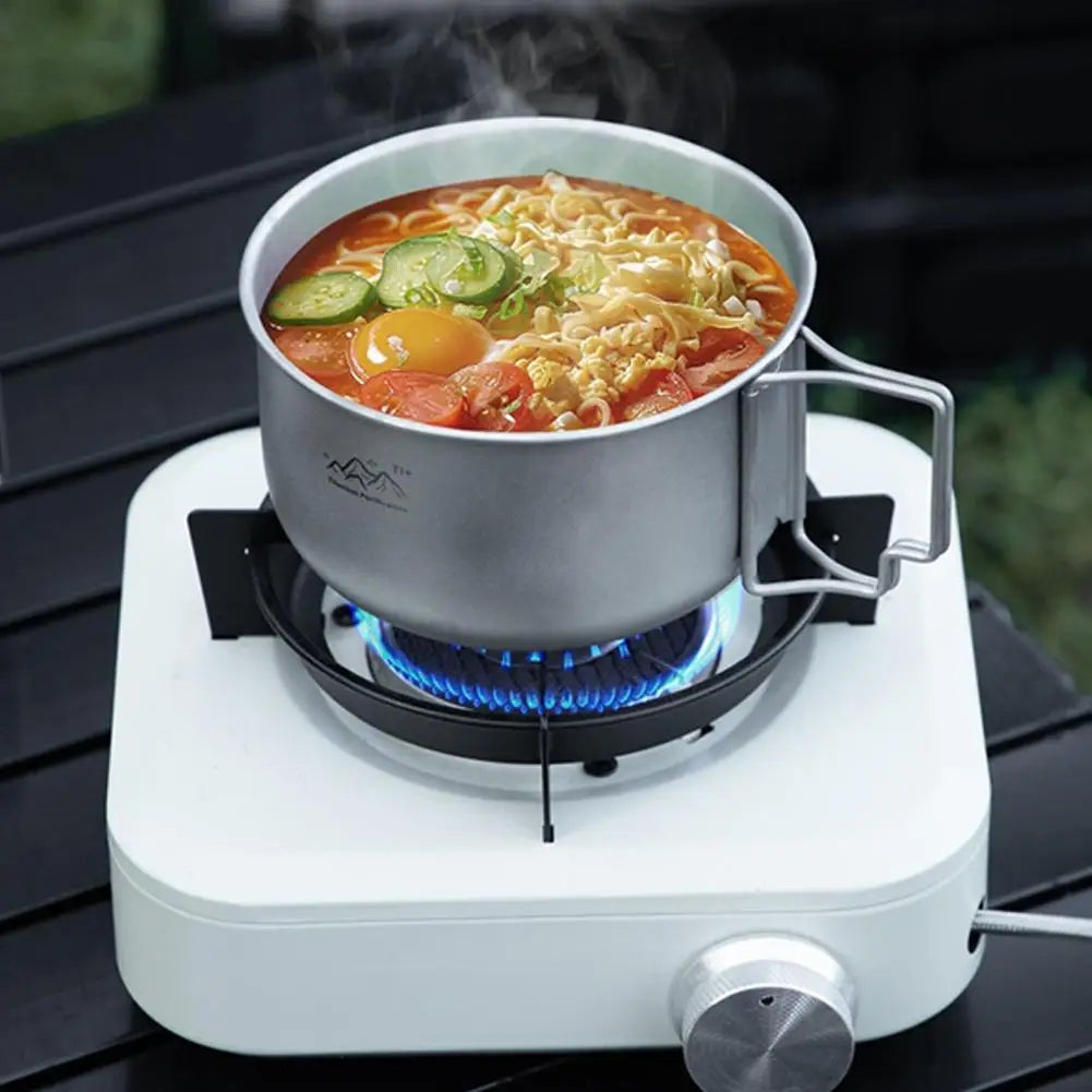Titanium Camping Pot – Foldable Handle Lightweight Cookware