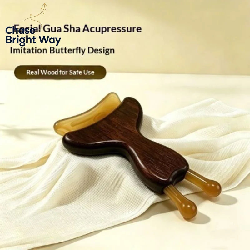 Sandalwood Butterfly Gua Sha Facial Massager & Acupressure Tool