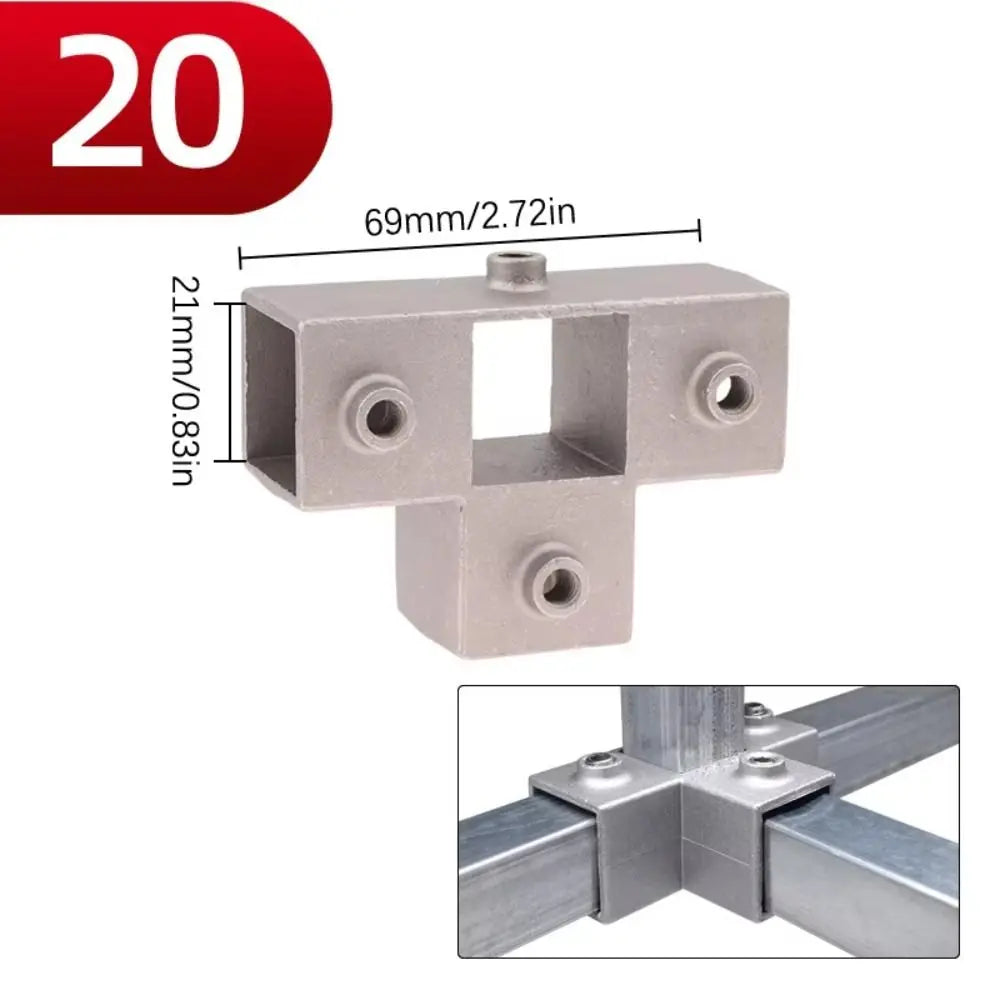 Aluminum Alloy Square Tube Pipe Clamp Connector | 3 Sizes