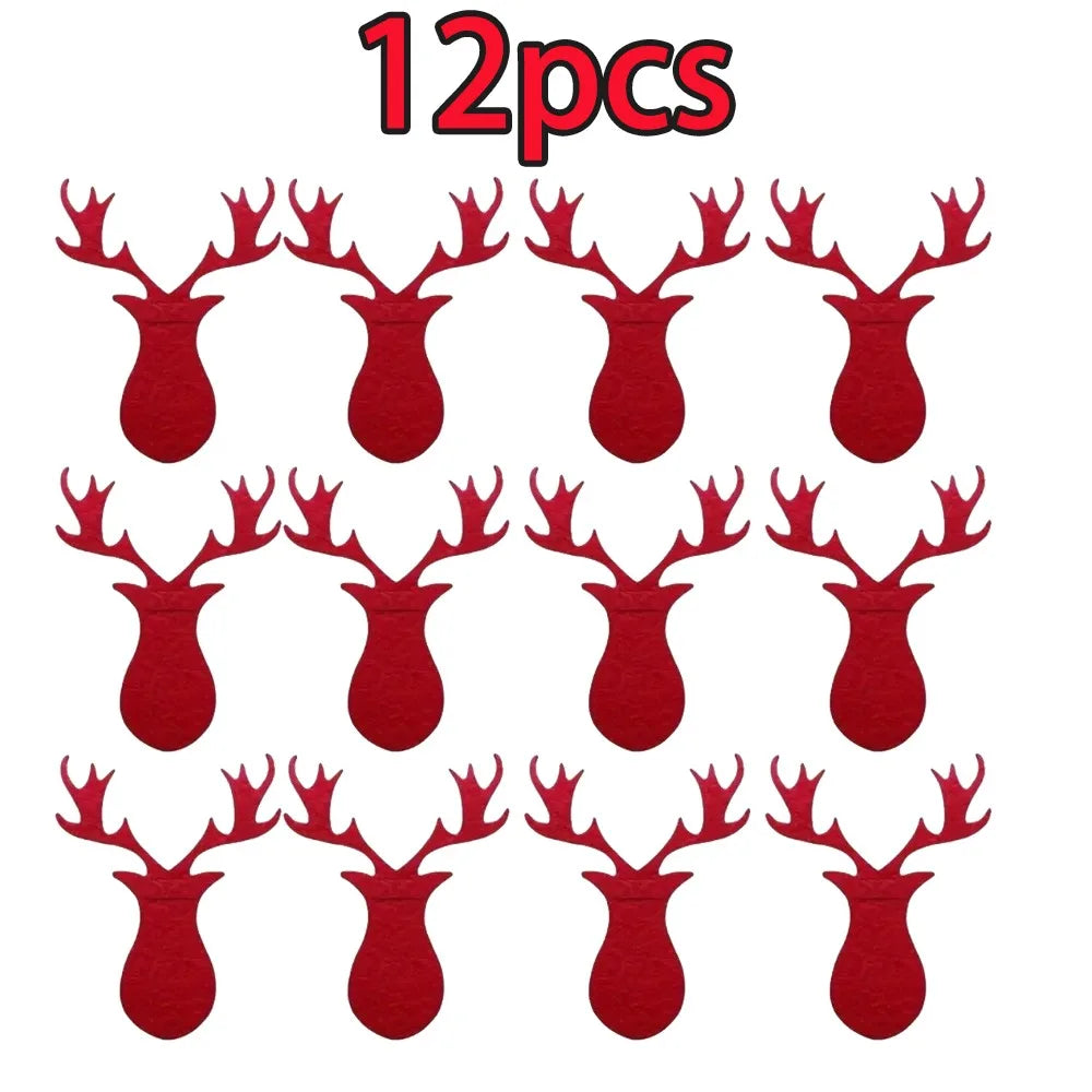 Christmas Felt Cutlery Holders – Tree & Reindeer, 12-Pack