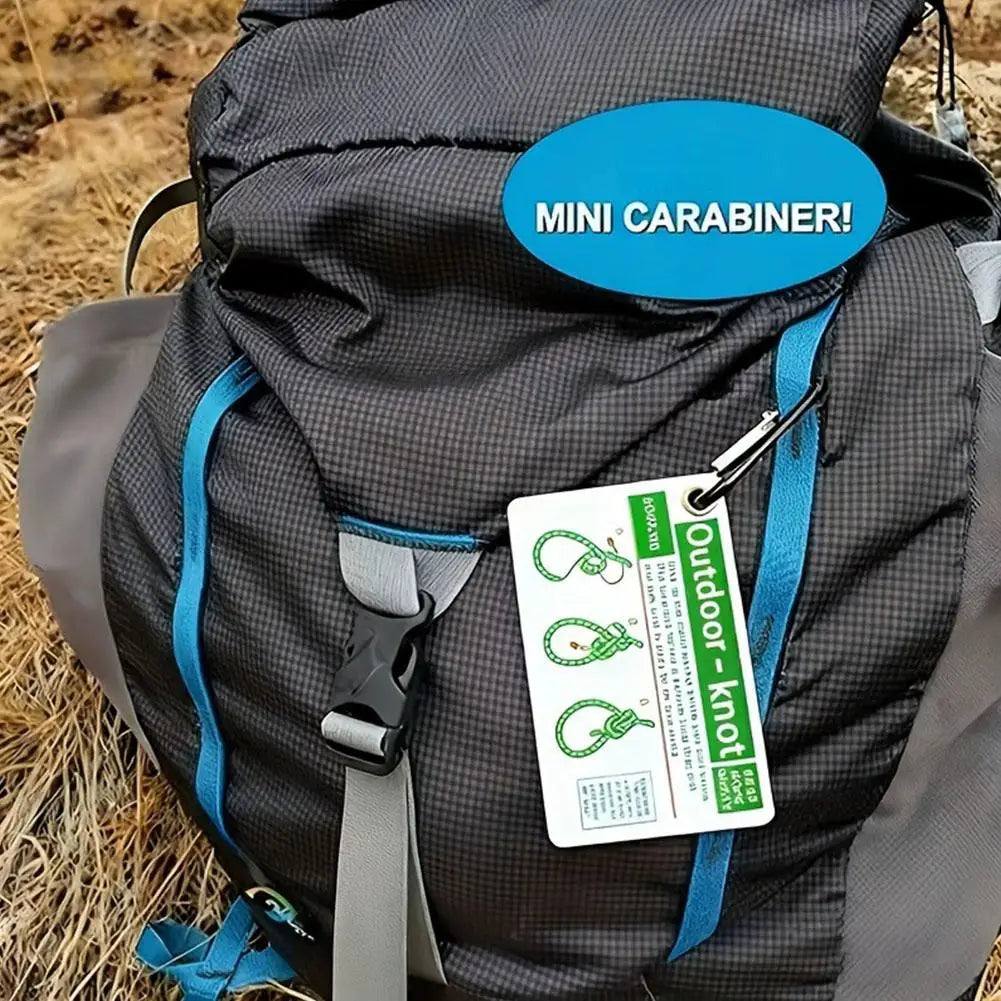 Waterproof Knot Guide Cards & Mini Carabiner – 27 Knots