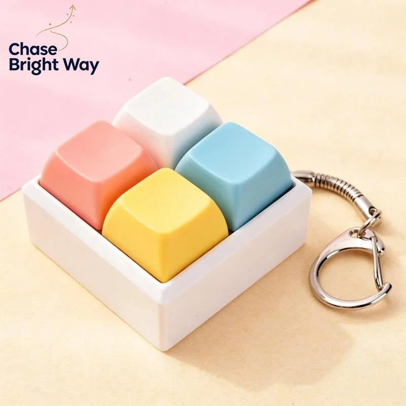 Mini 4-Key Mechanical Keyboard Fidget Keychain | Click Toy