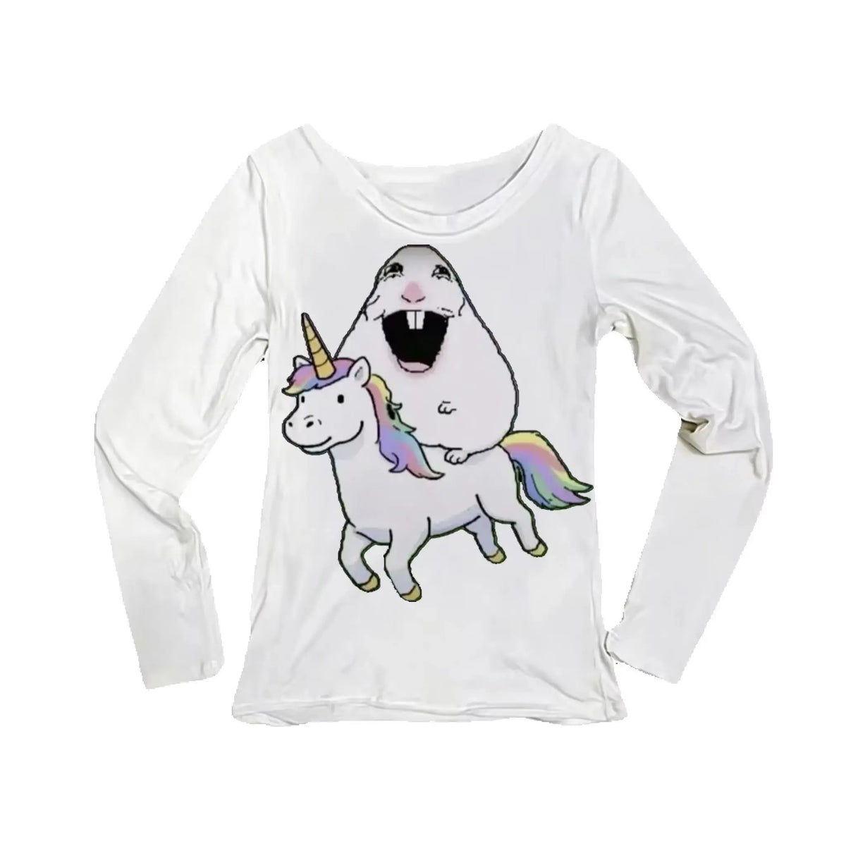 Women's Unicorn Print Long Sleeve T-Shirt | Y2K Slim Fit Tee