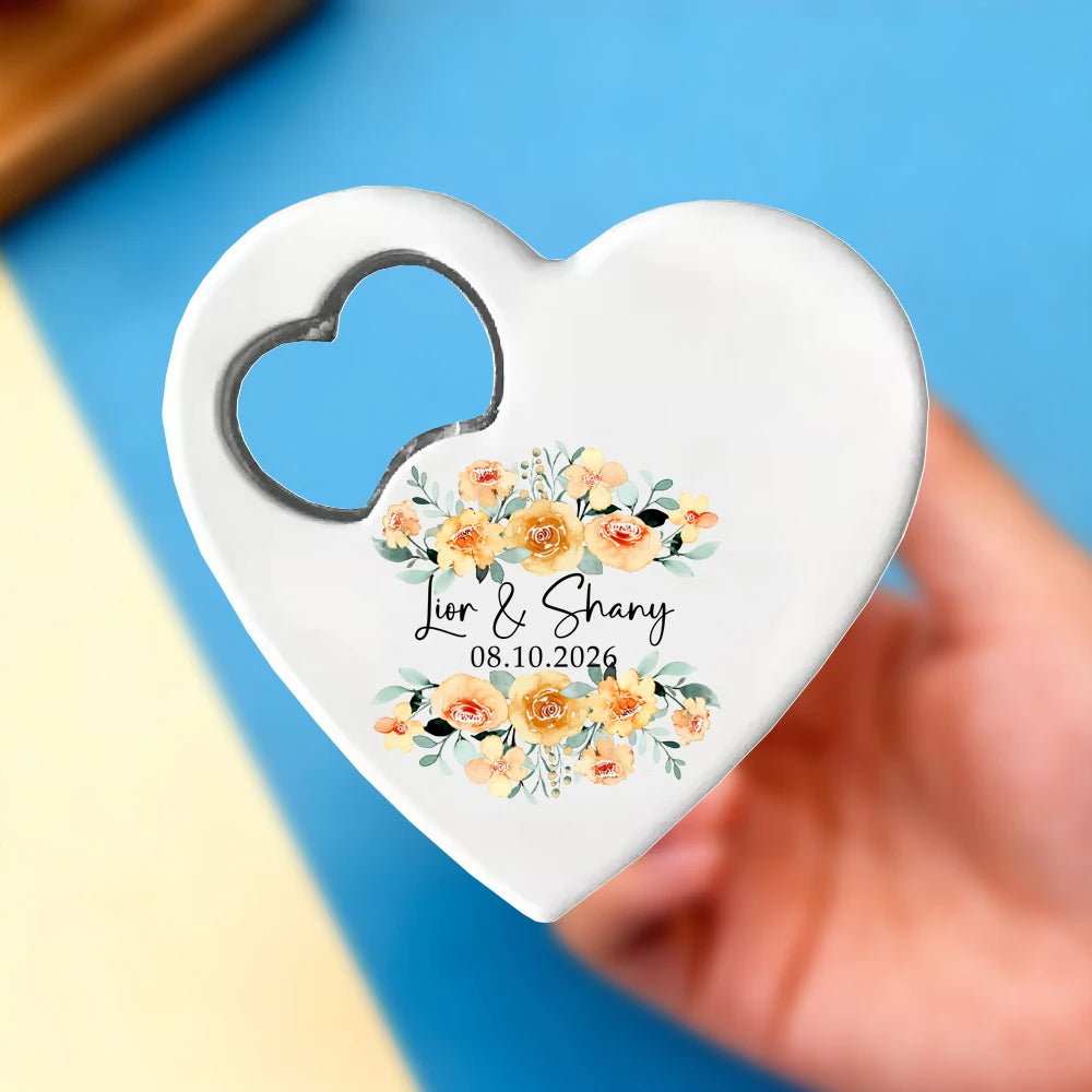 Personalized Heart-Shaped Magnetic Bottle Opener | Wedding Gift
