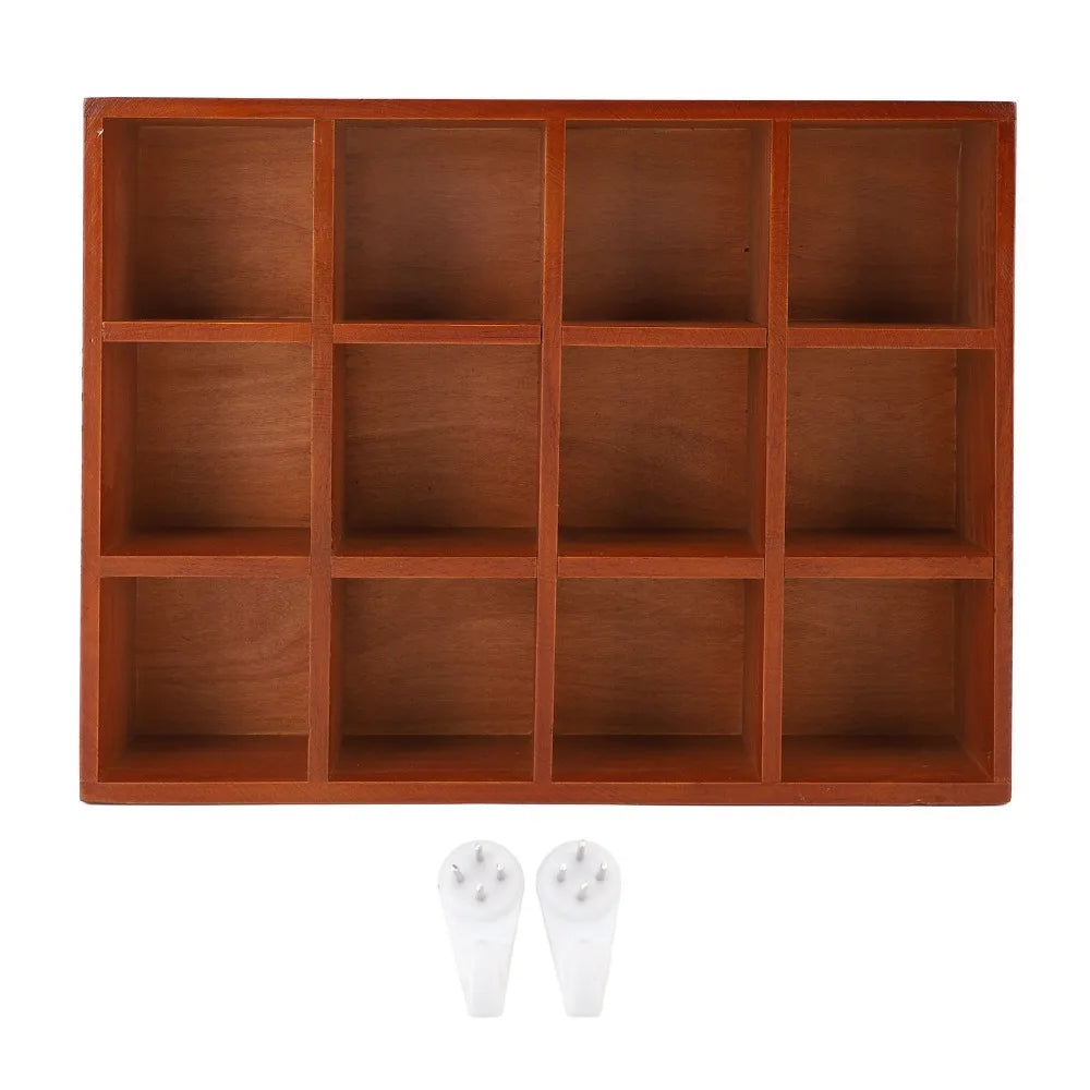 Solid Wood Desktop Organizer – 12-Compartment Vintage Storage