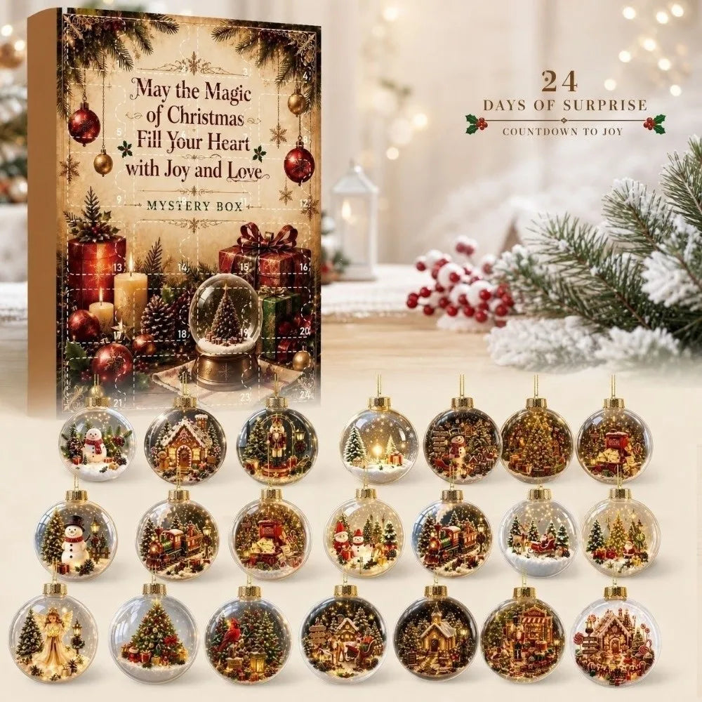 24-Piece Acrylic Christmas Advent Calendar Hanging Ornaments