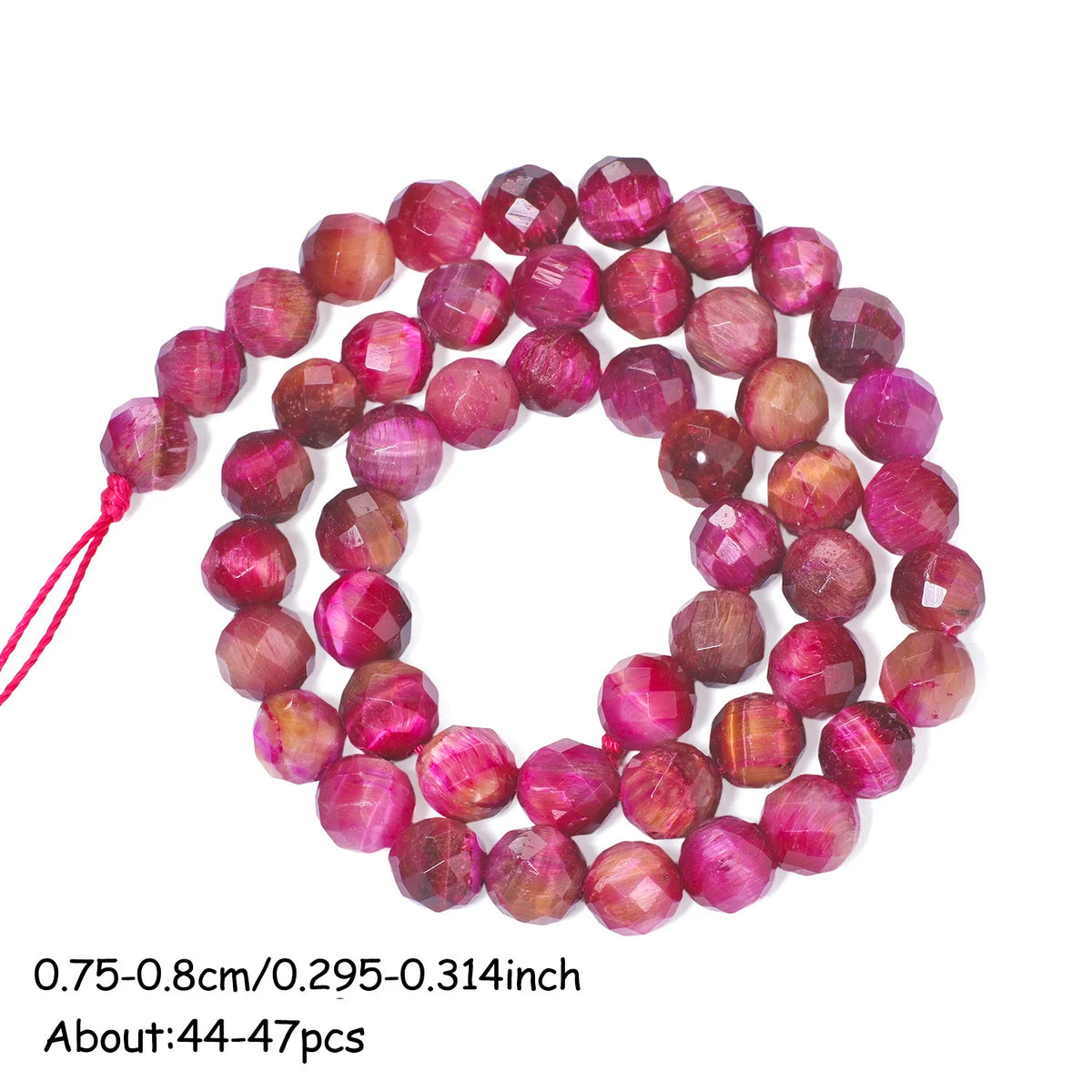 Rose Red Tiger Eye Stone Beads – AAA Faceted Round Loose Spacer