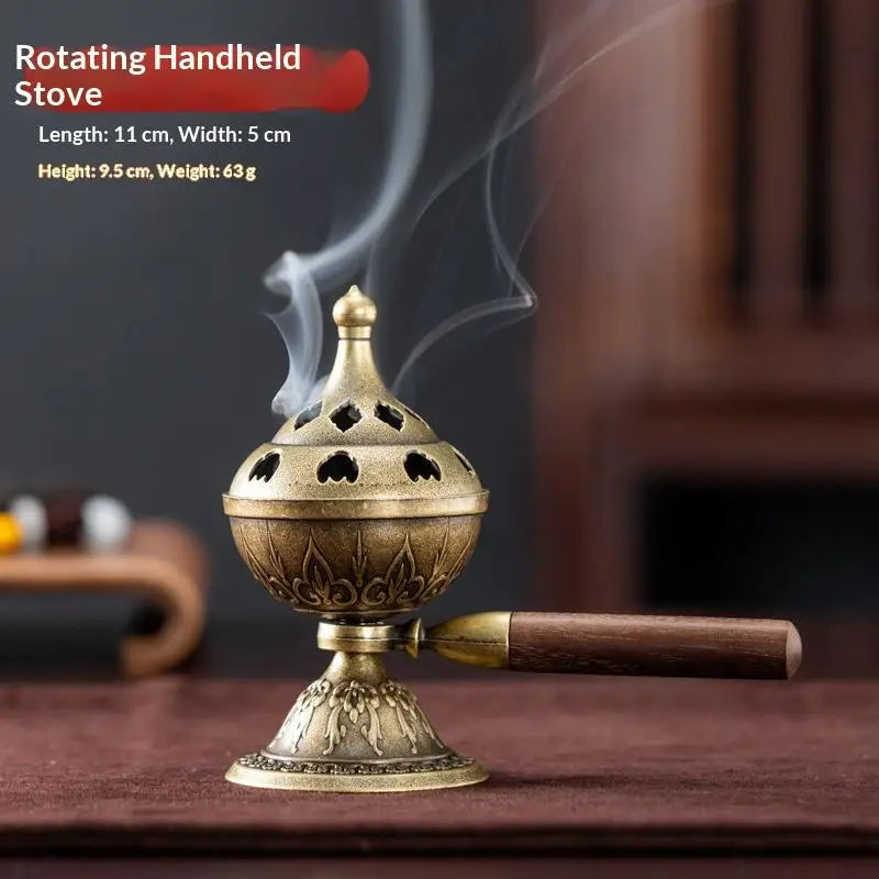 Rotating Handle Handheld Incense Burner – Zinc Alloy Coil Holder
