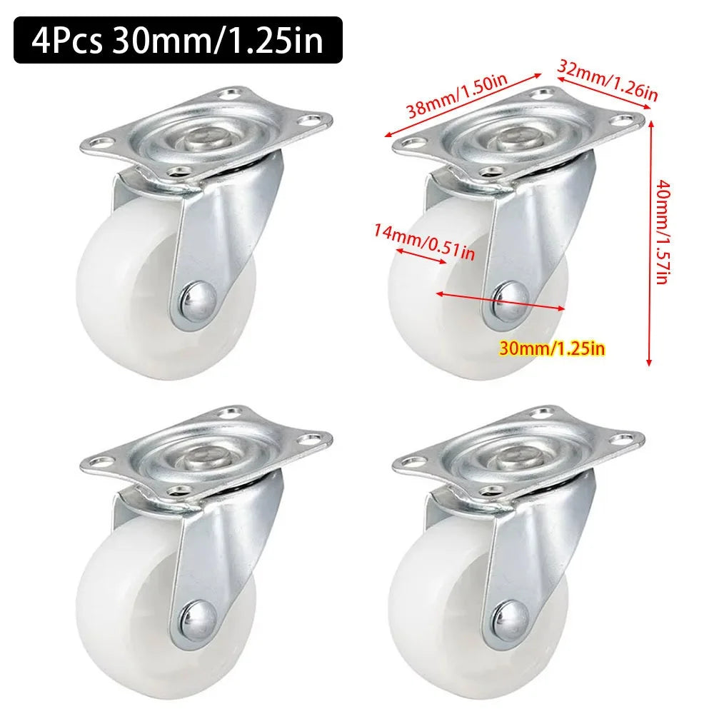 Heavy Duty Swivel Caster Wheels – 360° Nylon Furniture Rollers