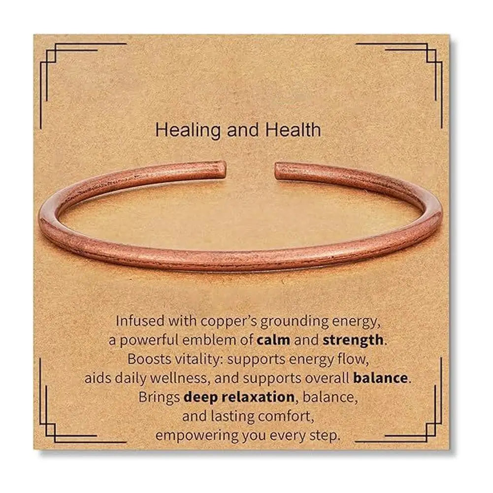 Pure Copper Cuff Bracelet – Adjustable Unisex Bangle Gift