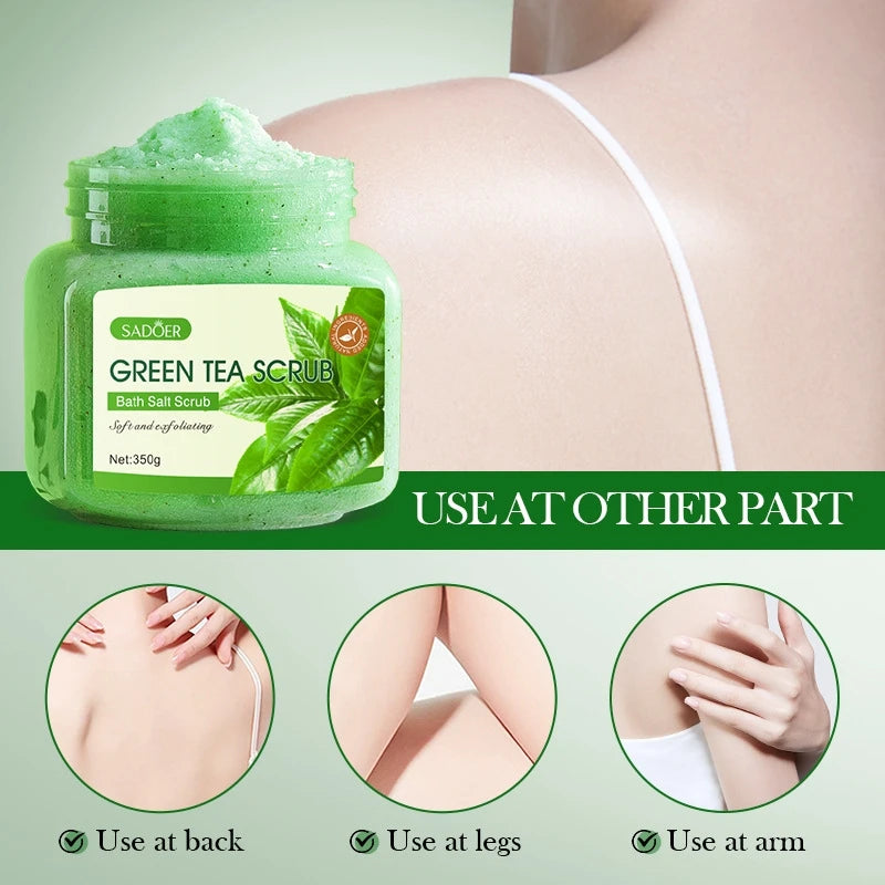 Sadoer Green Tea Body Scrub 350g – Exfoliating Bath Scrub