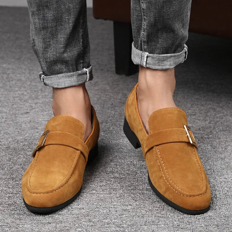Men's Faux Suede Slip-On Loafers | Formal Business Dress Shoes
