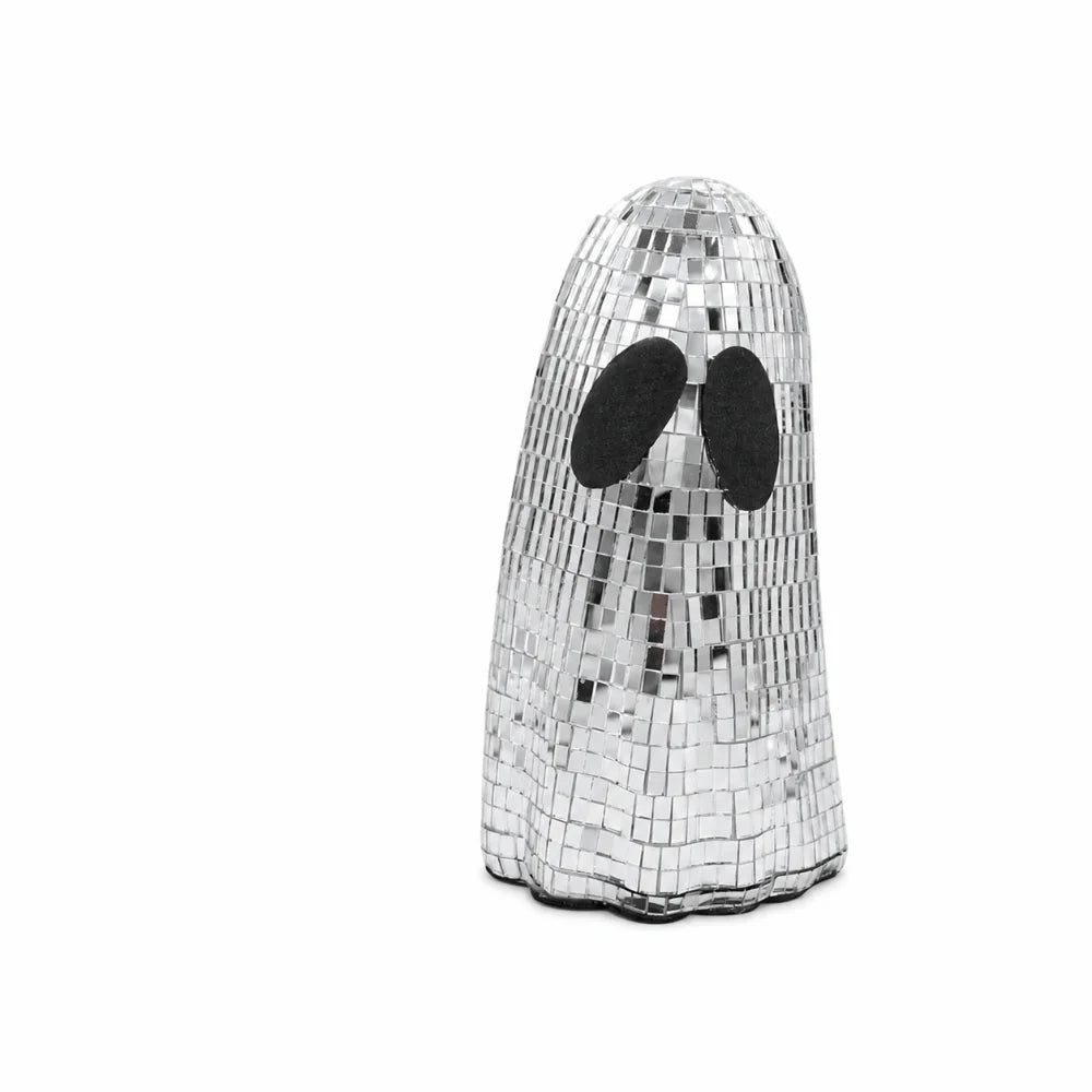 Silver Mirror Ghost Disco Ball Ornament | Halloween Décor