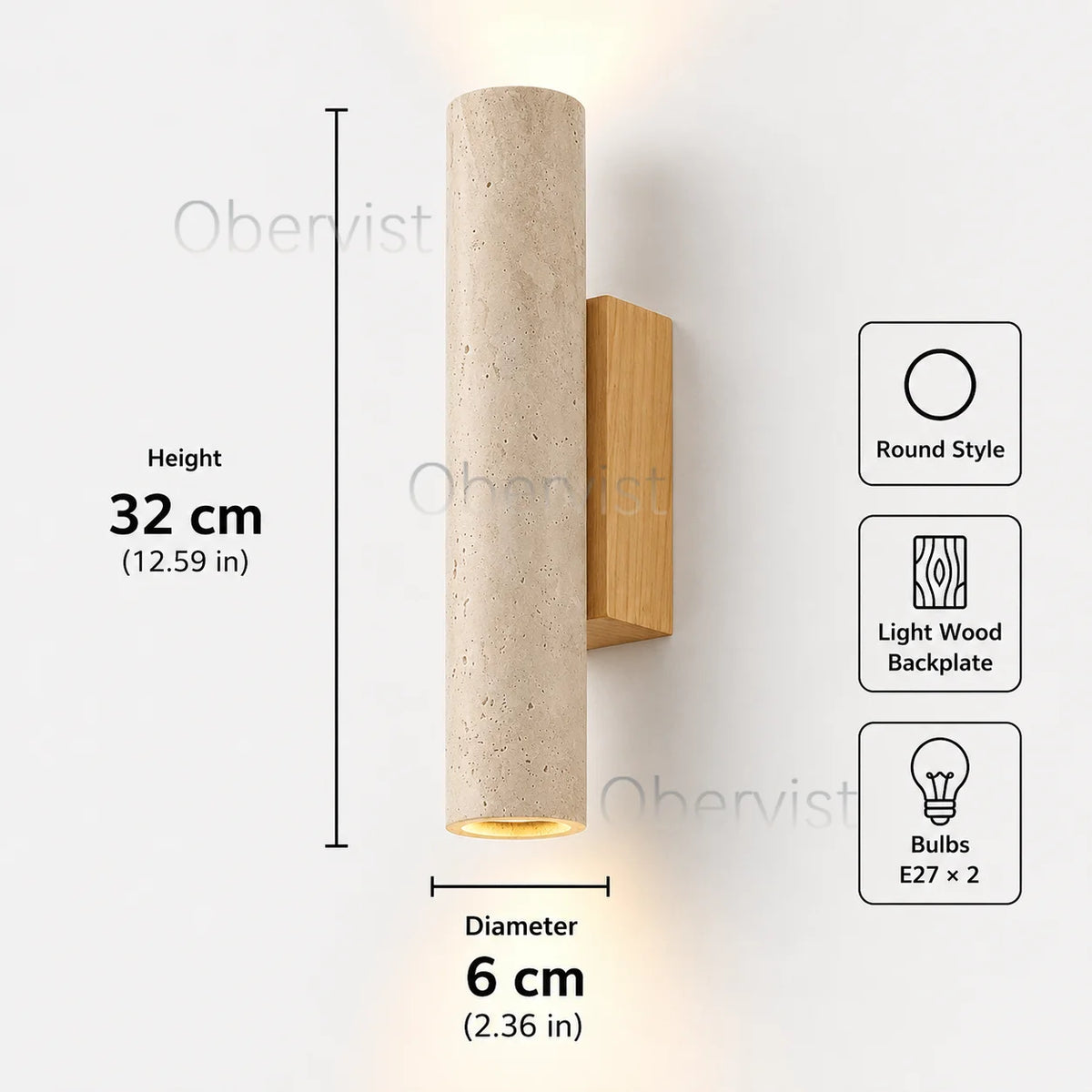 Yellow Travertine Wall Sconce – Vintage Wood Accent Bedside Lamp