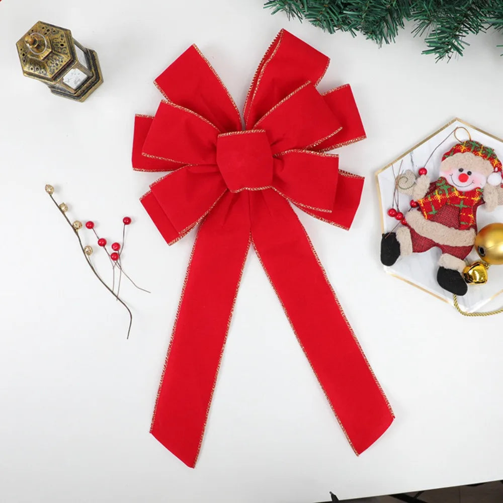 Wine Red Velvet Bowknot Christmas Tree Ornament | Xmas Decor