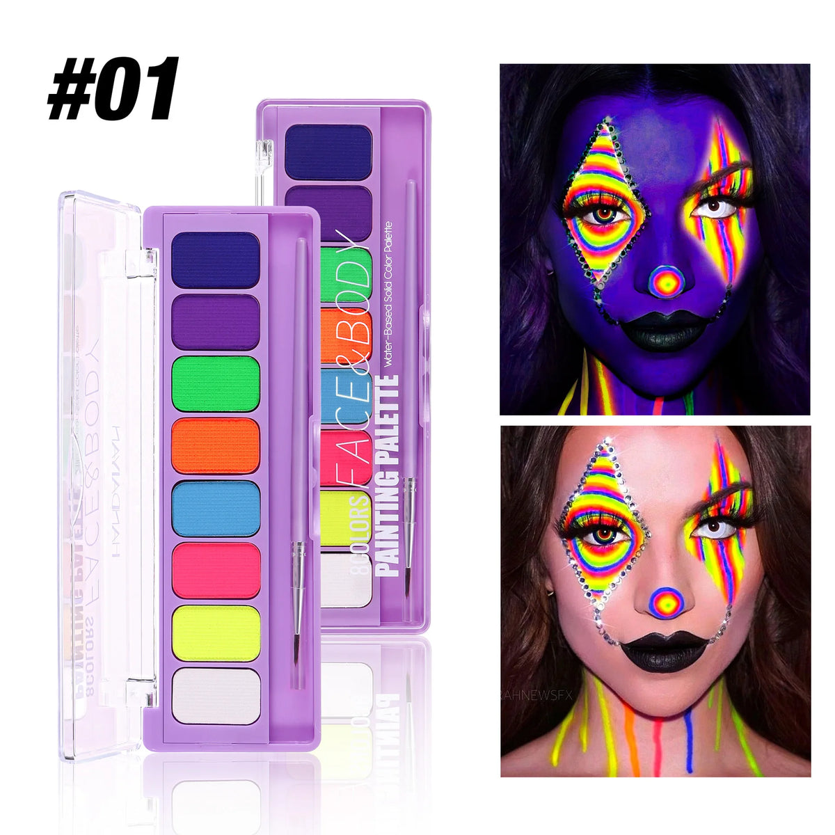 8-Color UV Neon Face & Body Art Paint – Glow Halloween Kit