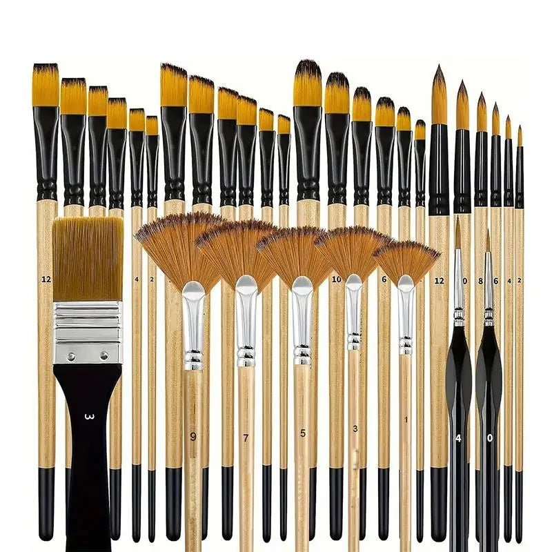32-Piece Artist Paint Brush Set – Premium Nylon Bristles