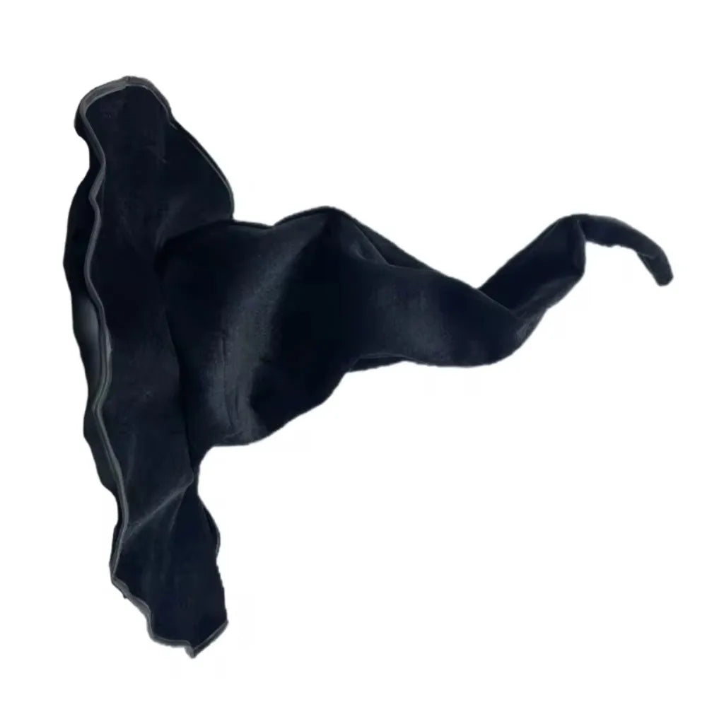 Vintage Twisted Wizard Hat – Black Flannelette Halloween Cap