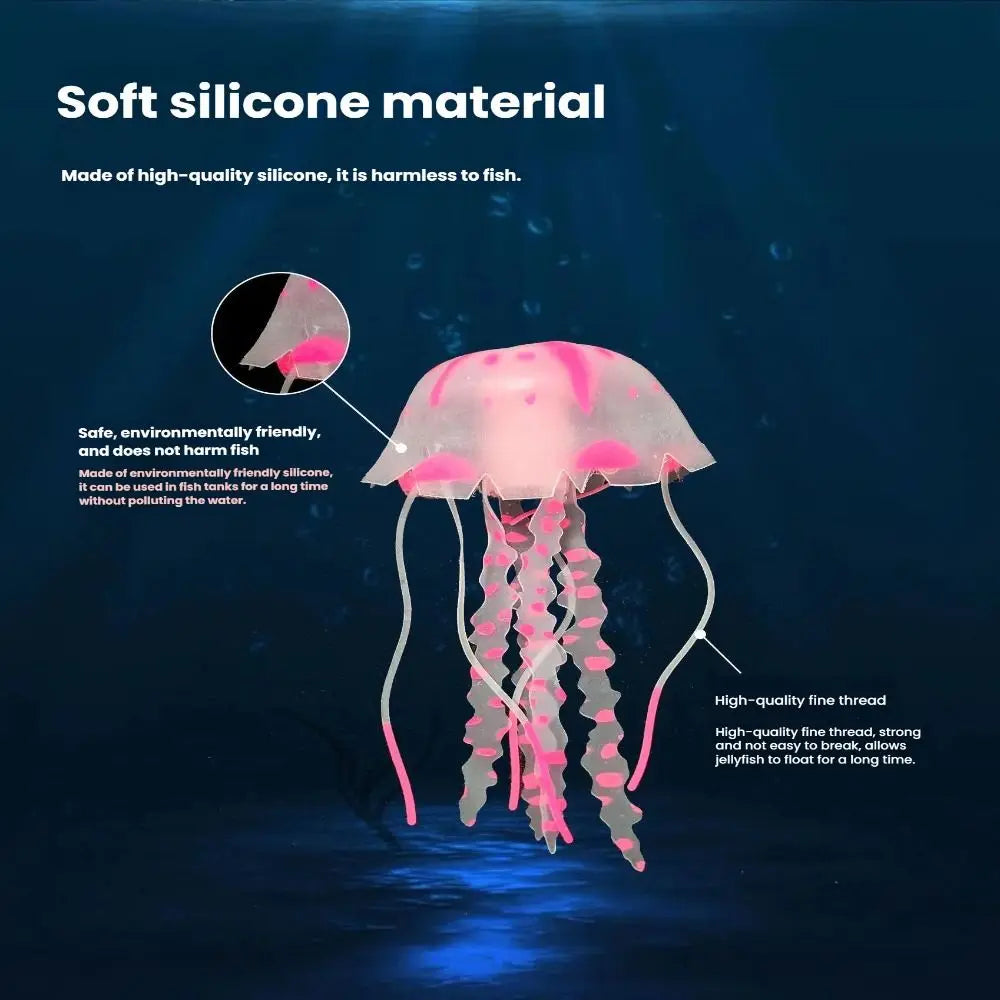 Glowing Silicone Jellyfish Aquarium Ornament | Fish Tank Decor