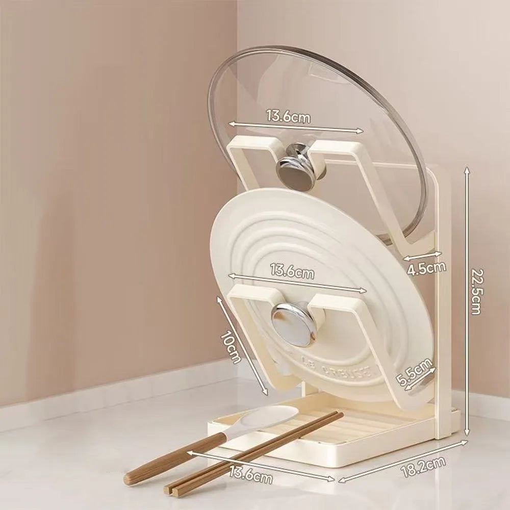 Upright Pot Lid Organizer Rack with Drip Tray | U-Groove